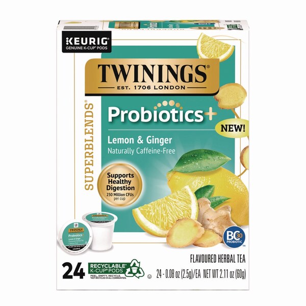Twinings Probiotics+ Herbal Lemon and Ginger Tea, 24PK - TNA23050
