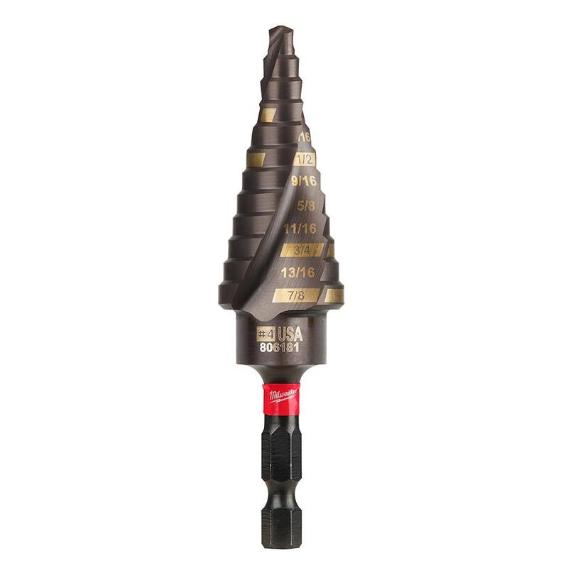 Broca escalonada de titanio con clasificación de impacto de 3/16 a 7/8 pulgadas Milwaukee SHOCKWAVE (12 pasos) - 48-89-9244