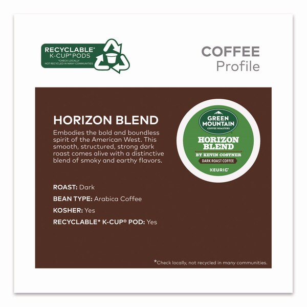 Green Mountain Coffee Horizon Blend by Kevin Costner Coffee K-Cups, 0.37 oz, 24PK - 5000379575