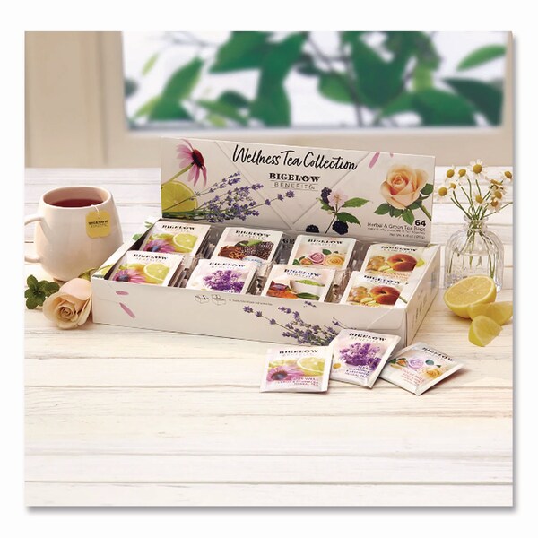 Bigelow Benefits Wellness Tea Bags, Assorted Flavors, 64PK - RCB50568