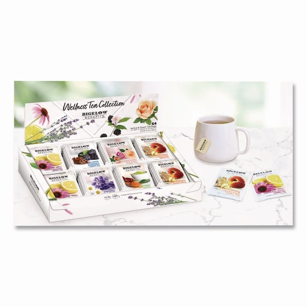 Bigelow Benefits Wellness Tea Bags, Assorted Flavors, 64PK - RCB50568