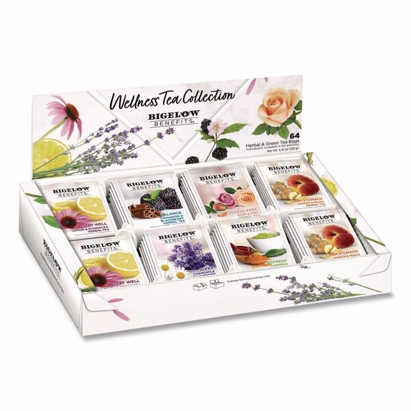 Bigelow Benefits Wellness Tea Bags, Assorted Flavors, 64PK - RCB50568