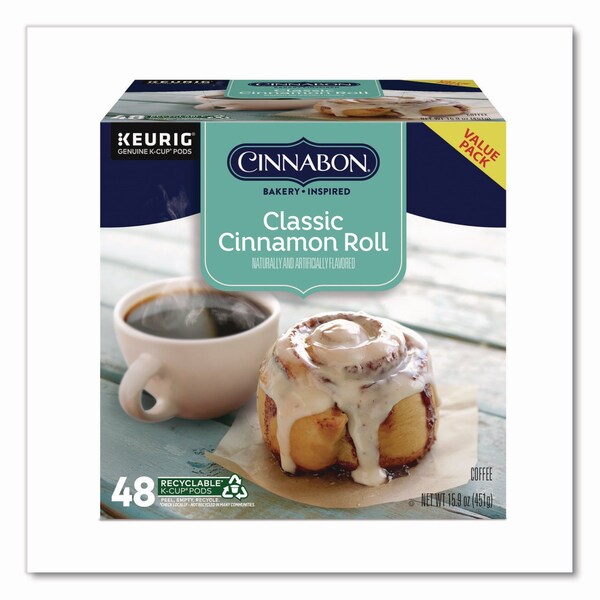 Cinnabon Classic Cinnamon Roll Coffee K-Cups, 0.33 oz, 48PK - 5000331016