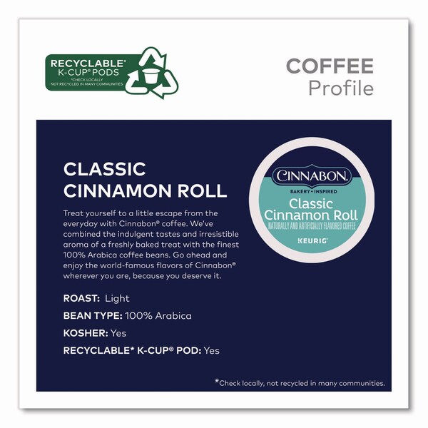 Cinnabon Classic Cinnamon Roll Coffee K-Cups, 0.33 oz, 48PK - 5000331016