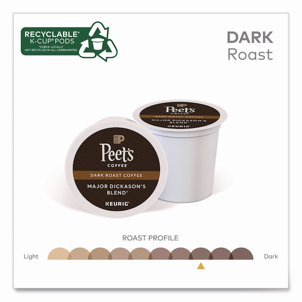 Peets Coffee & Tea Major Dickason's Blend K-Cups, 0.44 oz, 88PK - 65470