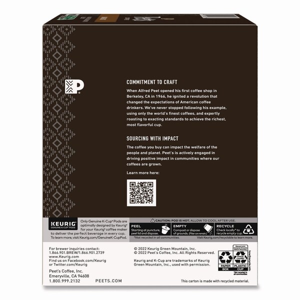 Peets Coffee & Tea Major Dickason's Blend K-Cups, 0.44 oz, 88PK - 65470