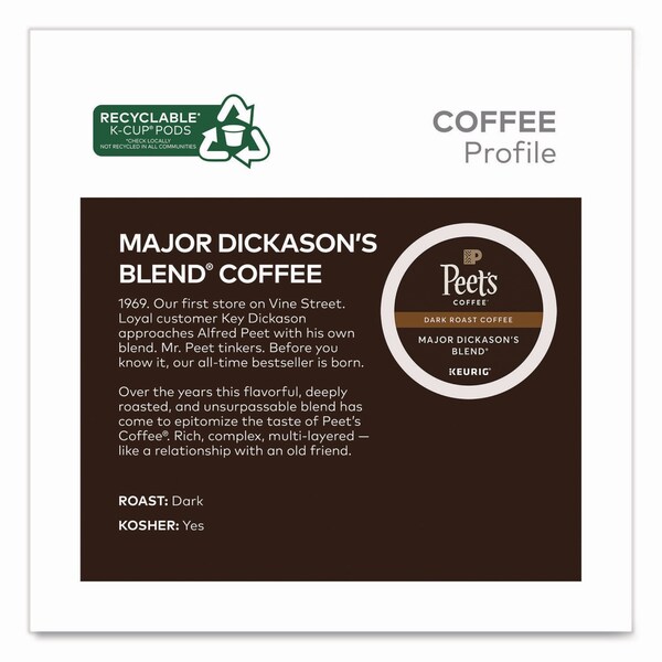 Peets Coffee & Tea Major Dickason's Blend K-Cups, 0.44 oz, 88PK - 65470