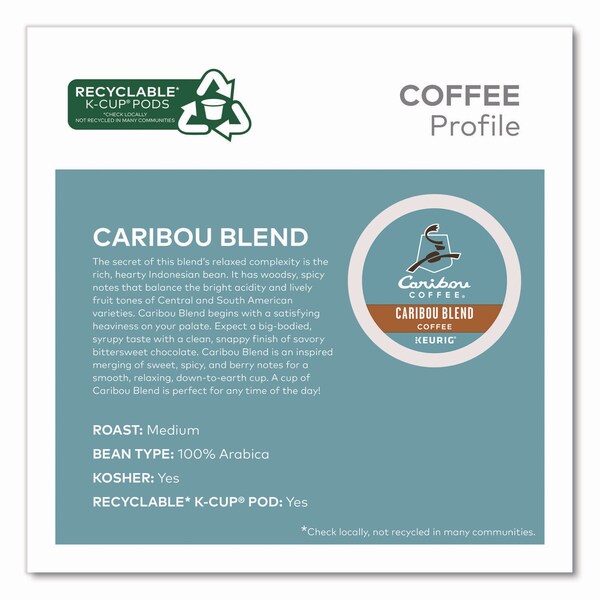 Caribou Coffee Caribou Blend Coffee K-Cups, 0.4 oz, 44PK - 5000371517