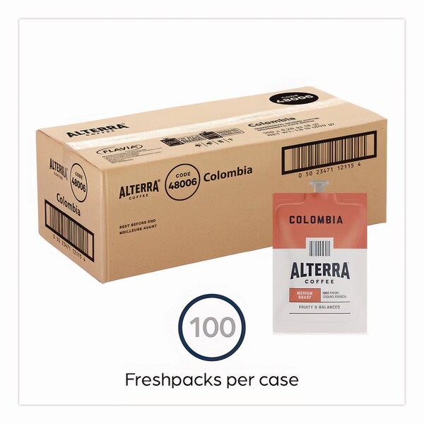 Alterra Coffee Freshpack Pods, Colombia, Medium Roast, 0.28 oz, 100PK - MDRA180