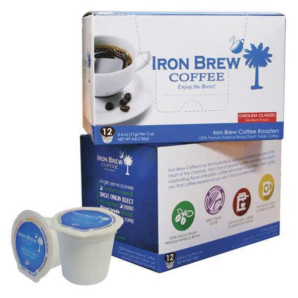 Iron Brew Coffee, Carolina Classic, Pod, Caffeinated, Ground, 4.8 oz, 12 PK - C-1CT-12CSS