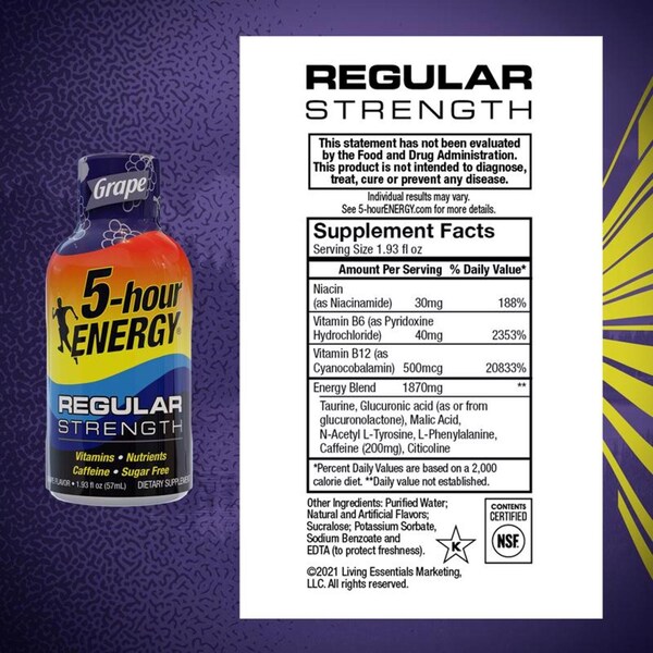 5 Hour Energy 5-hour Energy Regular Strength Sugar Free Grape Energy Shot 1.93 oz - 218123