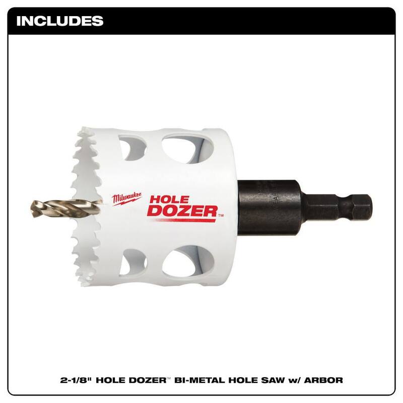 Milwaukee 2-1/8 pulgadas Hole Dozer Sierra de perforación bimetálica con 3/8 pulgadas Arbor y Broca Piloto - 49-56-9668