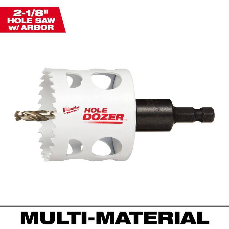 Milwaukee 2-1/8 pulgadas Hole Dozer Sierra de perforación bimetálica con 3/8 pulgadas Arbor y Broca Piloto - 49-56-9668