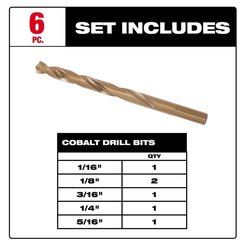 Juego de brocas Milwaukee Cobalt Red Helix para taladros (6 piezas) - 48-89-2330