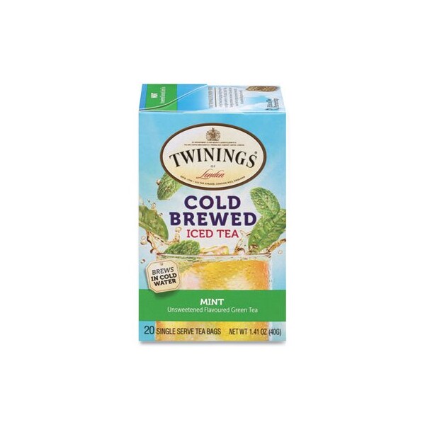 Twinings North America Cold Brew Iced Tea Bags, Mint, 0.07 Oz Tea Bag, 20PK - 51335