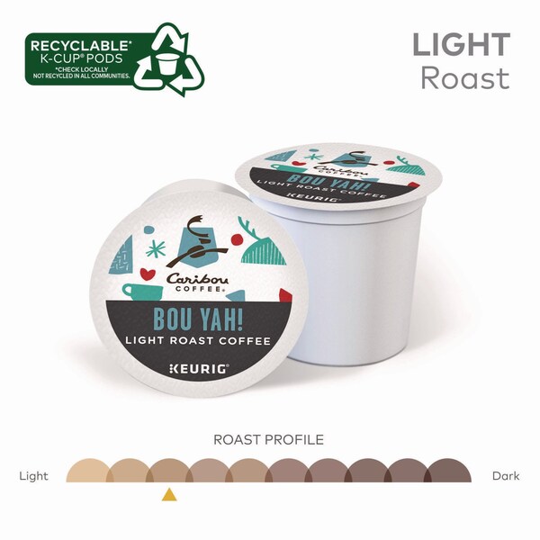 Caribou Coffee BOU YAH K-Cup Pods, Light Roast, 22PK - 5000368779