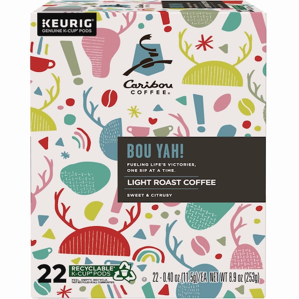 Caribou Coffee BOU YAH K-Cup Pods, Light Roast, 22PK - 5000368779