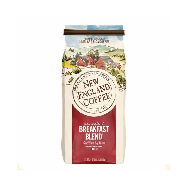 New England Coffee Coffee, Medium Roast, Breakfast Blend, 24 oz, 4PK - NCF77025