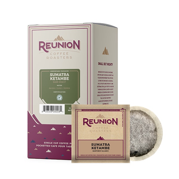 Reunion Coffee Roasters Sumatra Ketambe Dark, Soft Coffee Pods, PK96 PK - RI8006