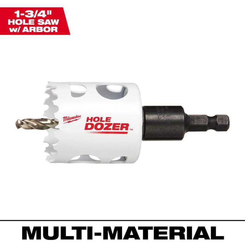 Broca perforadora bimetálica de 1-3/4 pulgadas de Milwaukee con adaptador de 3/8 de pulgada y broca guía - 49-56-9666