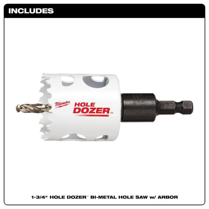 Broca perforadora bimetálica de 1-3/4 pulgadas de Milwaukee con adaptador de 3/8 de pulgada y broca guía - 49-56-9666