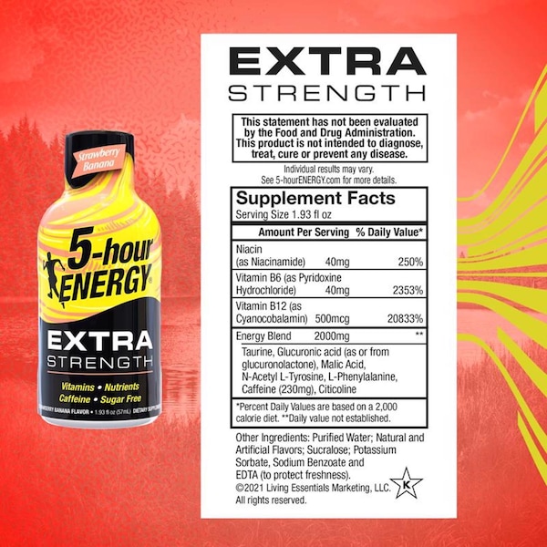 5 Hour Energy 5-hour Energy Extra Strength Sugar Free Strawberry/Banana Energy Shot 1.93 oz - 786127