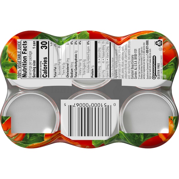 V8 V8 Original Low Sodium 100% Vegetable Juice 5.5 oz. Can, PK48 - 000000067