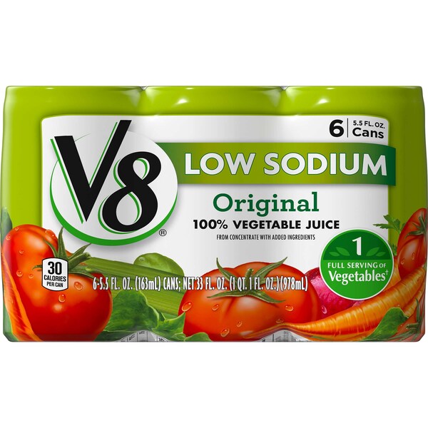 V8 V8 Original Low Sodium 100% Vegetable Juice 5.5 oz. Can, PK48 - 000000067