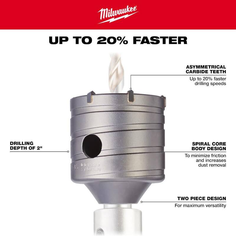 Broca de núcleo de carburo para albañilería de 4-3/8 pulgadas SDS-PLUS de Milwaukee- 48-20-5255