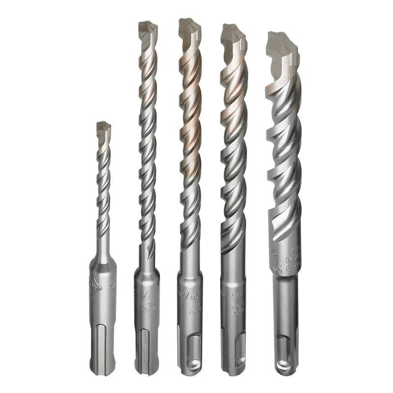 Juego de brocas de taladro martillo de carburo SDS-PLUS de 2 cortadores de Milwaukee (5 piezas) - 48-20-7490