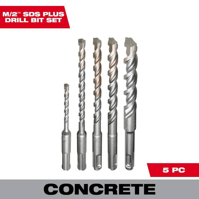 Juego de brocas de taladro martillo de carburo SDS-PLUS de 2 cortadores de Milwaukee (5 piezas) - 48-20-7490