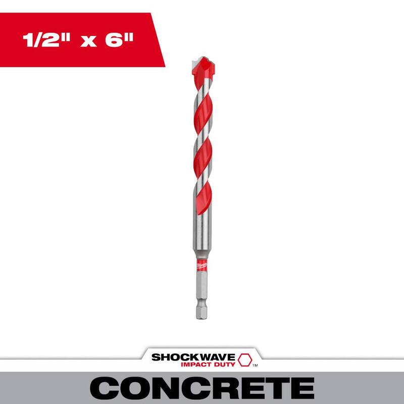 Broca de martillo de carburo SHOCKWAVE Milwaukee de 1/2 pulg. x 4 pulg. x 6 pulg. - 48-20-9030