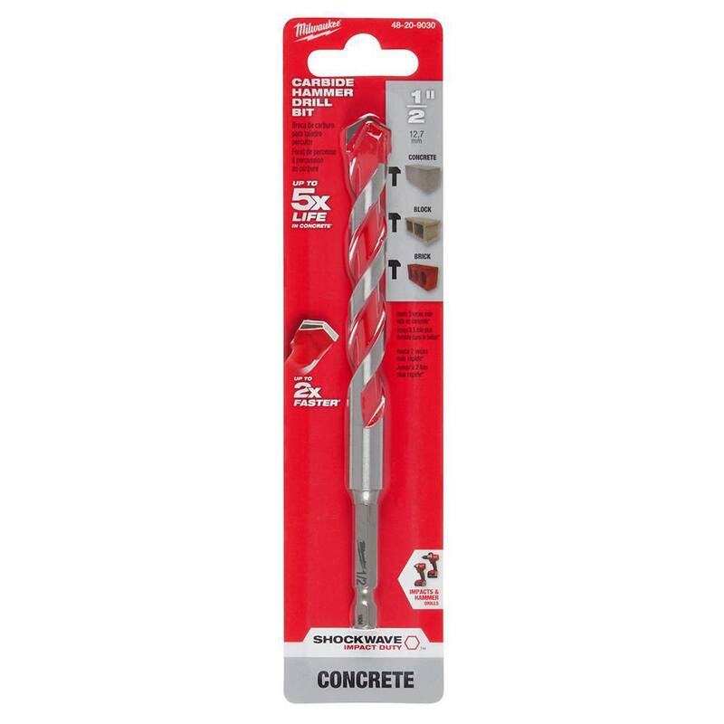 Broca de martillo de carburo SHOCKWAVE Milwaukee de 1/2 pulg. x 4 pulg. x 6 pulg. - 48-20-9030