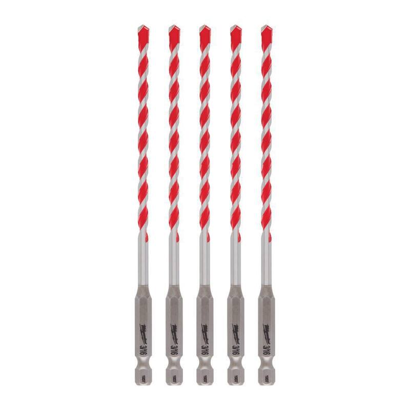 Brocas para taladro de martillo de carburo SHOCKWAVE de 3/16 pulg. de Milwaukee (paquete de 5) - 48-20-9157.