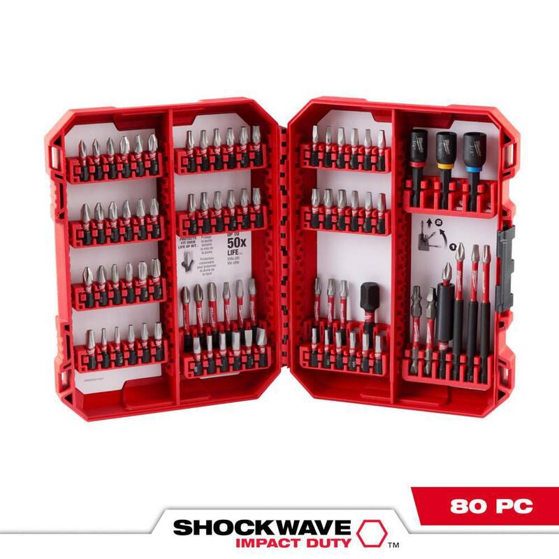 Set de puntas de destornillador de aleación de acero Milwaukee SHOCKWAVE Impact-Duty (80 piezas) - 48-32-4094