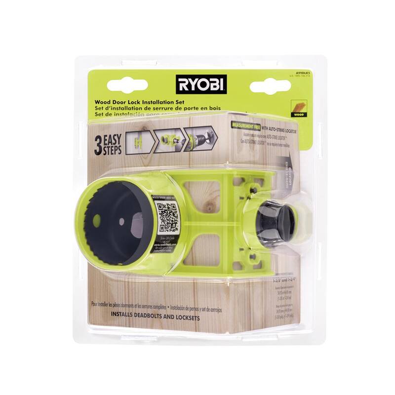 Kit de instalación de cerradura de puerta de madera RYOBI - A99DLK5