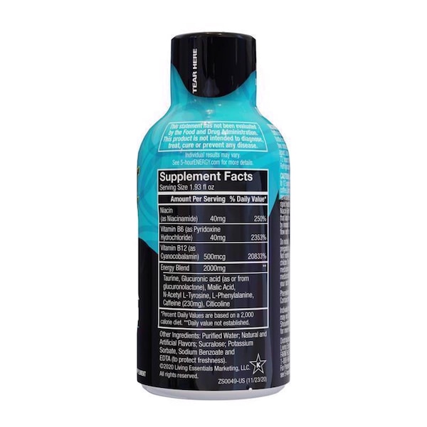 5 Hour Energy 5-hour Energy Sugar Free Blue Raspberry Energy Shot 1.93 oz - 768123