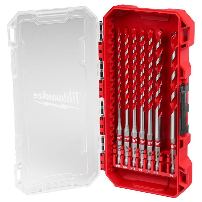 Kit de brocas para taladro de martillo de carburo Shockwave de Milwaukee (7 piezas) - 48-20-9052