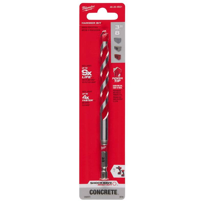 Broca de martillo de carburo SHOCKWAVE de Milwaukee de 3/8 pulgadas x 4 pulgadas x 6 pulgadas - 48-20-9021