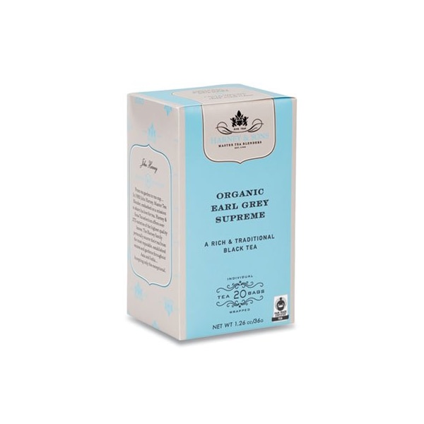 Harney & Sons Fine Teas Premium Tea, Organic Earl Grey Supreme Black Tea, Individually Wrapped Tea Bags, 20PK - HSF30686