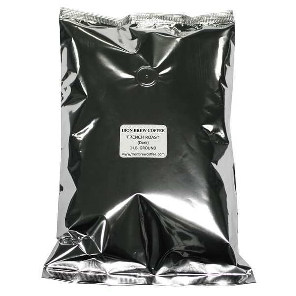 Iron Brew Coffee, French Roast, Bag, Caffeinated, Ground, 8 lb, 8 PK - C-8CTFR
