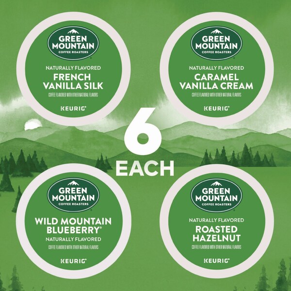 Green Mountain Coffee Flavored Variety Coffee K-Cups, Assorted Flavors, 0.38 oz K-Cup, 24PK - 5000374160