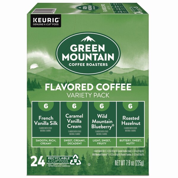Green Mountain Coffee Flavored Variety Coffee K-Cups, Assorted Flavors, 0.38 oz K-Cup, 24PK - 5000374160