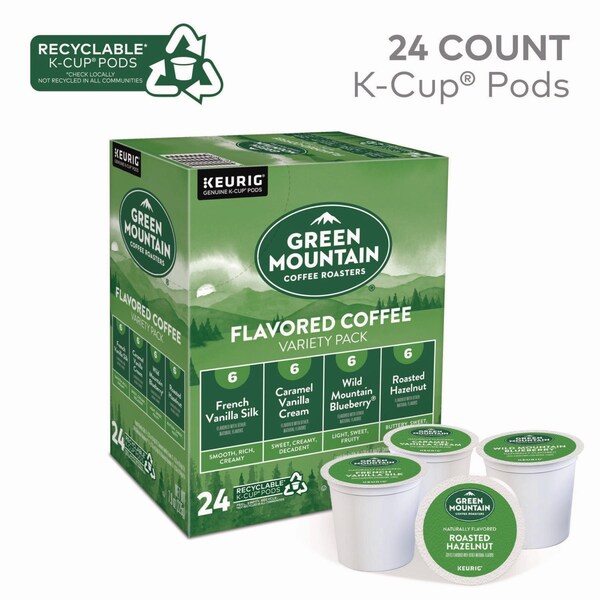 Green Mountain Coffee Flavored Variety Coffee K-Cups, Assorted Flavors, 0.38 oz K-Cup, 24PK - 5000374160