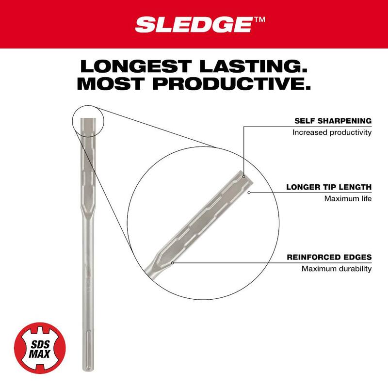 Cincel plano Milwaukee de 1 pulgada x 16 pulgadas SDS-MAX SLEDGE - 48-62-4252