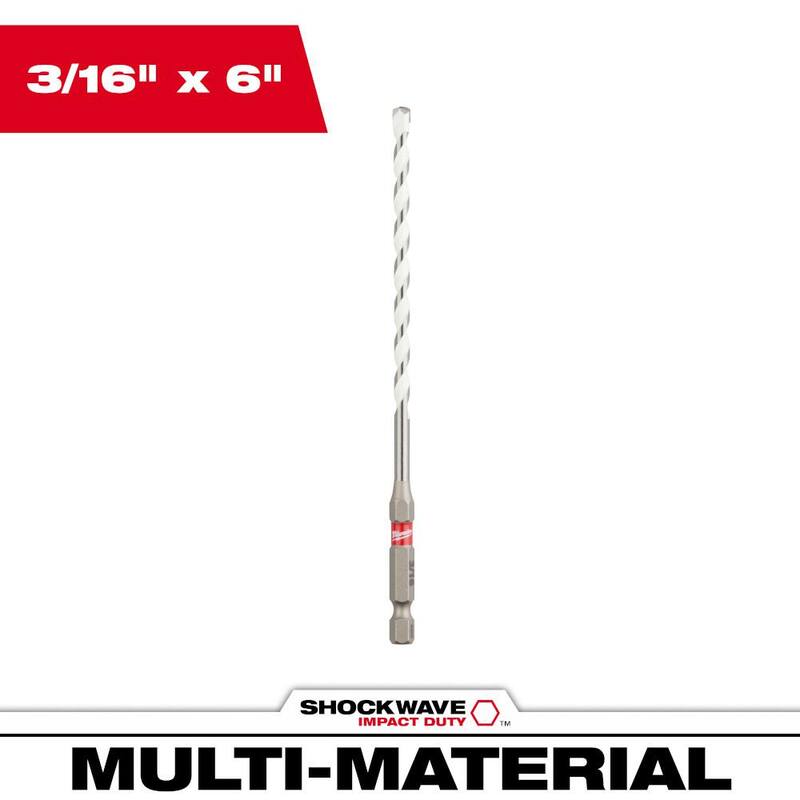 Milwaukee Broca de carburo para múltiples materiales SHOCKWAVE de 3/16 pulg. x 4 pulg. x 6 pulg. - 48-20-8884