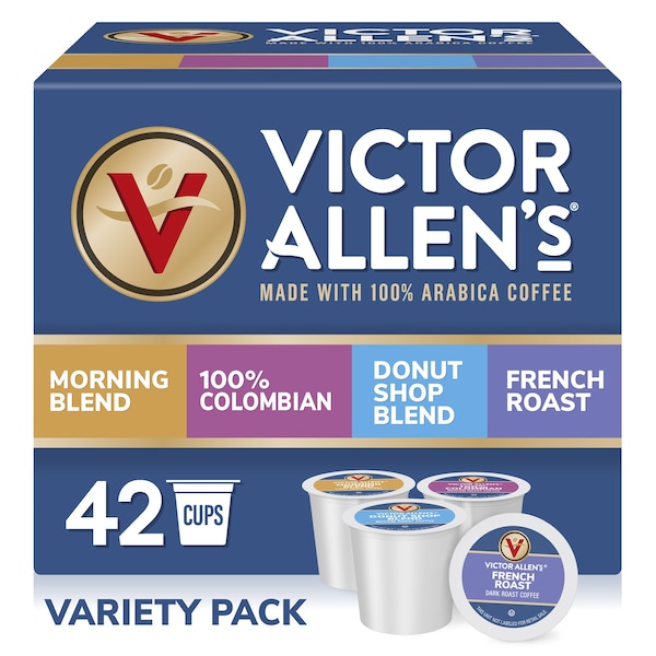 Victor Allen Victor Allen's Coffee Variety Pack (Morning Blend, 100% Colombian, Donut Shop Blend, and French Roast), 42 Count, Single Serve Coffee Pods for Keurig K-Cup Brewers - FG015193RV
