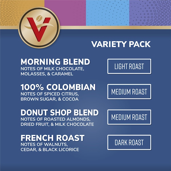 Victor Allen Victor Allen's Coffee Variety Pack (Morning Blend, 100% Colombian, Donut Shop Blend, and French Roast), 42 Count, Single Serve Coffee Pods for Keurig K-Cup Brewers - FG015193RV