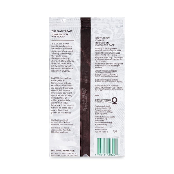 Starbucks Coffee, Pike Place, 2.5oz, PK18 - 11018197