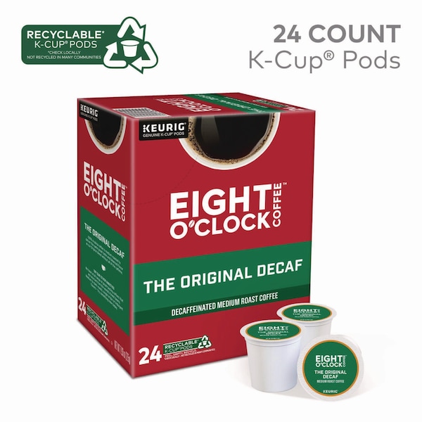 Eight Oclock Decaffeinated Coffee, Original Decaf, K-Cup, Decaffeinated Coffee, 0.88 lbs, 24 PK - 6425